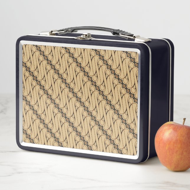 Batik Parang, Indonesian Pattern, Javanese, Ethnic Metal Lunch Box (In Situ)