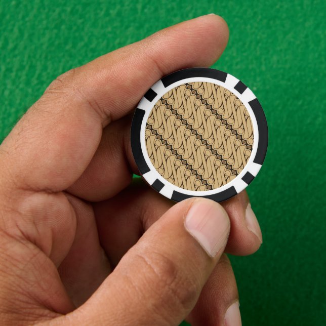 Batik Parang, Indonesian Pattern, Javanese, Ethnic Poker Chips (Hand)