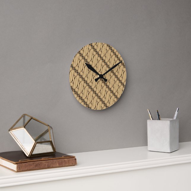 Batik Parang, Indonesian Pattern, Javanese, Ethnic Round Clock (Office)