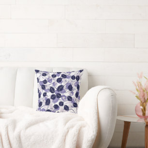 Batik Purple Leaves and Vines Illustration Pattern Cushion