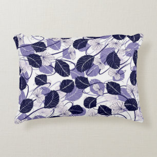Batik Purple Leaves and Vines Illustration Pattern Decorative Cushion