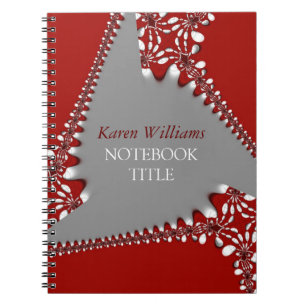 Batik Red Silver Abstract Lace Notebook