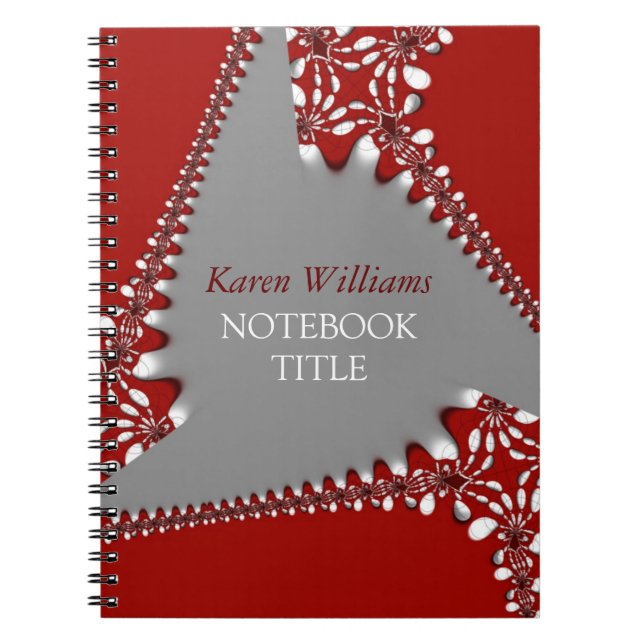Batik Red Silver Abstract Lace Notebook (Front)
