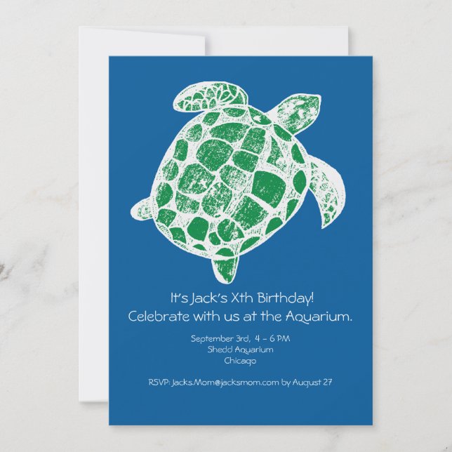 Batik Sea Turtle Kids Birthday Party Invitation (Front)