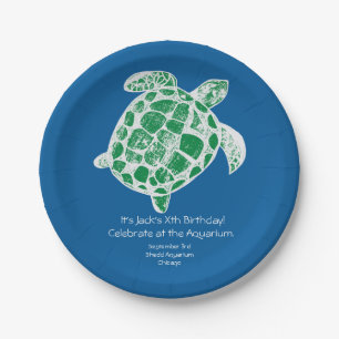 Batik Sea Turtle Kids Birthday Party Paper Plates. Plate