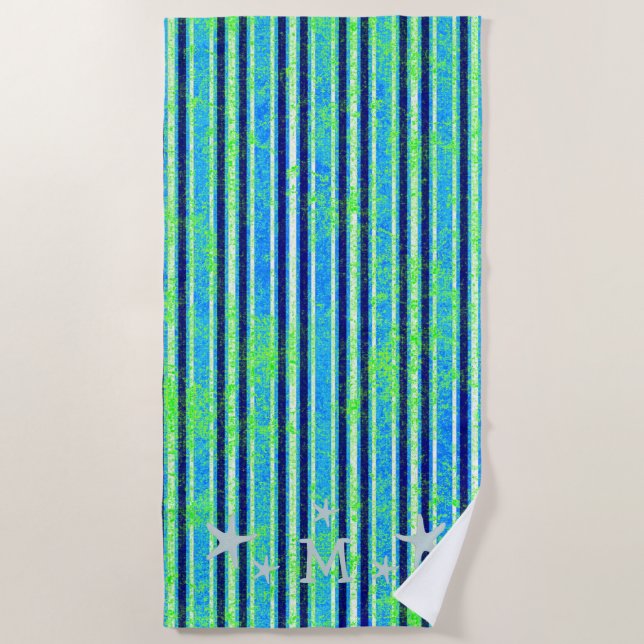 Batik Stripes and Starfish Beach Towel (Front)