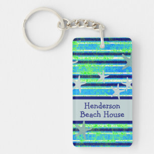 Batik Stripes Beach House Acrylic Keychain