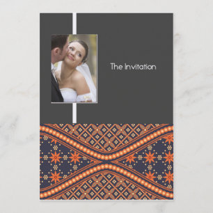 Batik Style Wedding Invitation Card