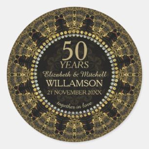 Batik Sunshine Gold Anniversary Classic Round Sticker