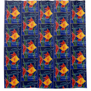 Batiqued Fish Shower Curtain