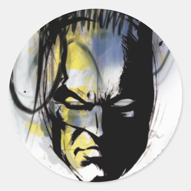 Batman Airbrush Portrait Classic Round Sticker (Front)