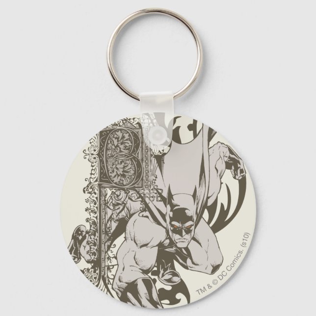 Batman and Decorated Letter B Key Ring (Front)