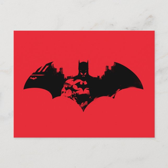 Batman and Gotham Silhouette Bat Logo Invitation Postcard (Front)