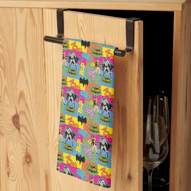 Batman and Robin | Action Handshake Pattern Tea Towel (Thirds Fold)