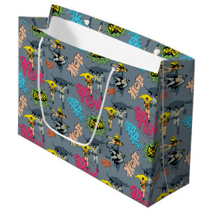 Batman And Robin Action Pattern Large Gift Bag