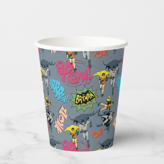 Batman And Robin Action Pattern Paper Cups (Front)