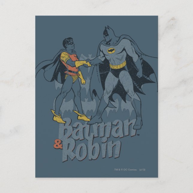 Batman And Robin Distressed Graphic Postcard (Front)