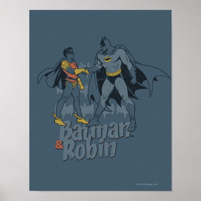 Batman And Robin Distressed Graphic Poster (Front)