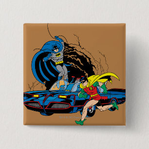 Batman And Robin In Batcave 15 Cm Square Badge