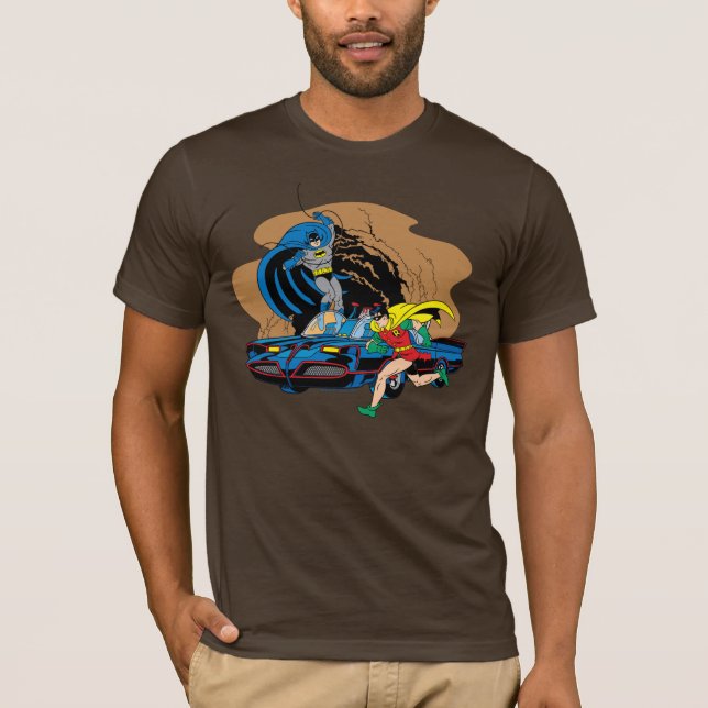 Batman And Robin In Batcave T-Shirt (Front)