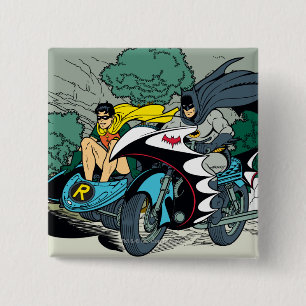 Batman And Robin In Batcycle 15 Cm Square Badge