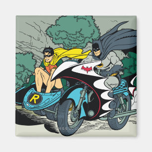 Batman And Robin In Batcycle Magnet