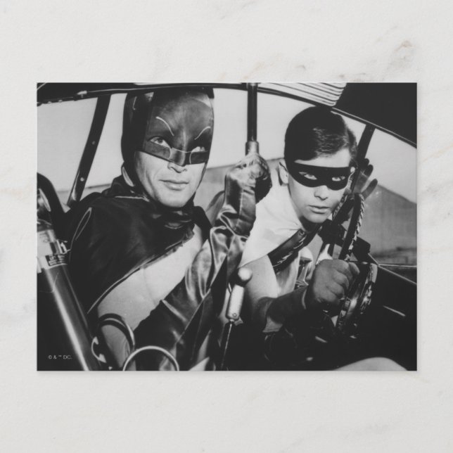 Batman and Robin In Batmobile Postcard (Front)