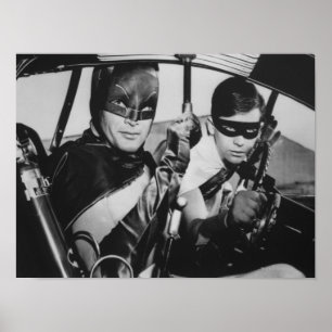 Batman and Robin In Batmobile Poster
