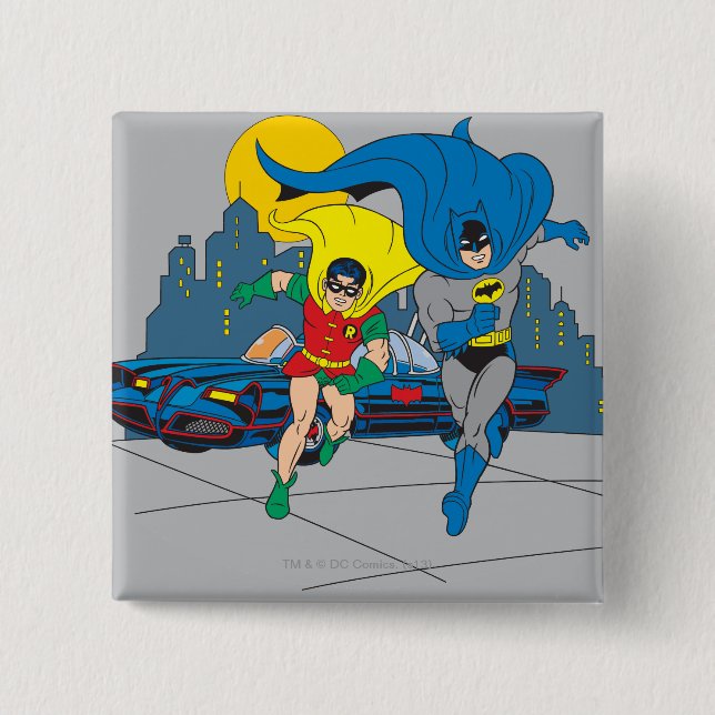 Batman And Robin Running 15 Cm Square Badge (Front)