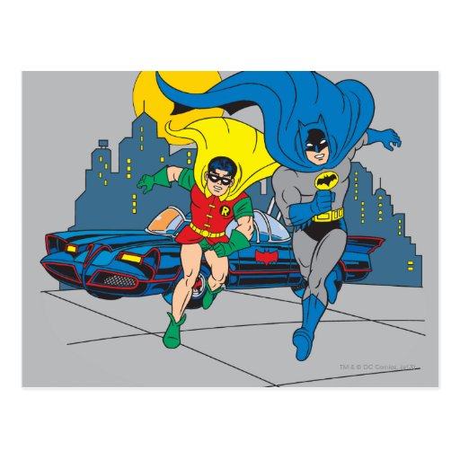 Image of Batman And Robin Running Postcard