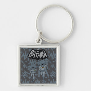 Batman And Robin With Logo Distressed Graphic Key Ring