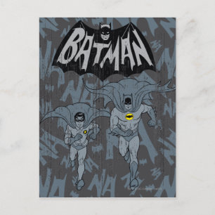 Batman And Robin With Logo Distressed Graphic Postcard