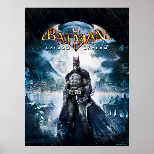 Batman Arkham Asylum Game Cover Art Poster Zazzle Co Uk