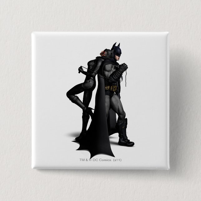 Batman Arkham City | Batman and Catwoman 15 Cm Square Badge (Front)