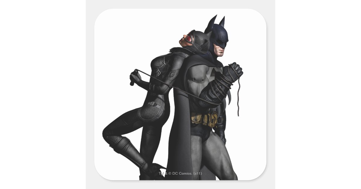 Batman Arkham City | Batman and Catwoman Square Sticker | Zazzle