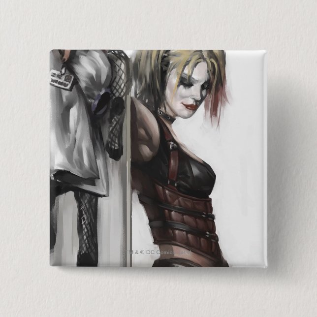 Batman Arkham City | Harley Quinn Illustration 15 Cm Square Badge (Front)