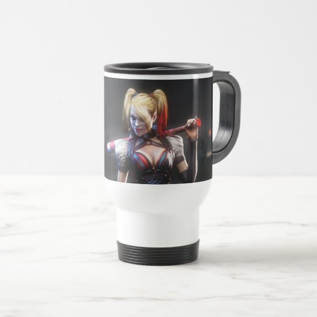 Batman Arkham Knight | Harley Quinn with Bat Travel Mug (Front Right)