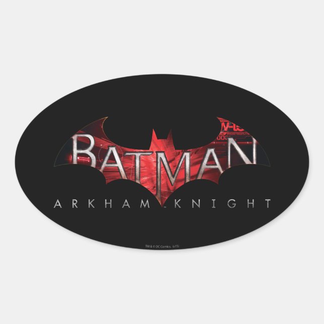Batman Arkham Knight Red Logo Oval Sticker (Front)