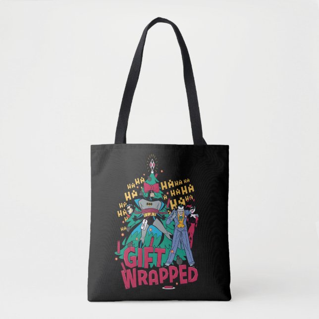 Batman | Batman & Robin Gift Wrapped To XMas Tree Tote Bag (Front)
