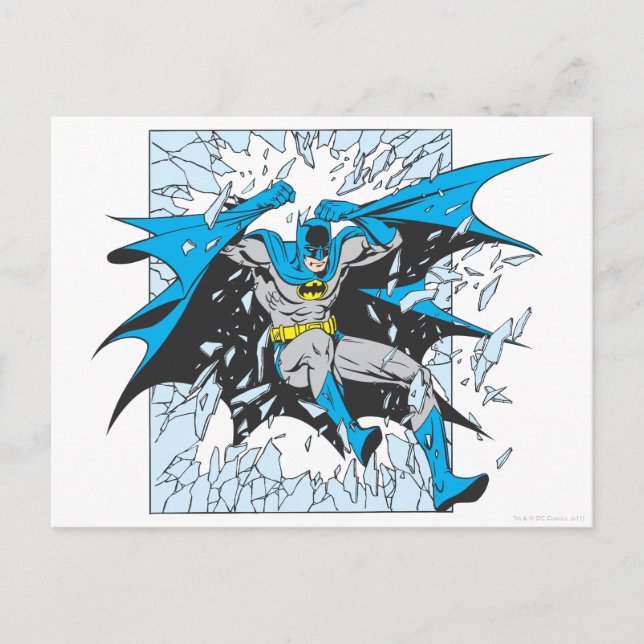 Batman Bursts Through Glass Postcard (Front)