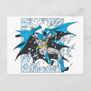 Batman Bursts Through Glass Postcard