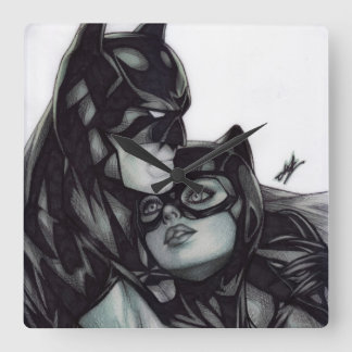 Batman & Catwoman ~ Bruce wayne & Selina Kyle Square Wall Clock