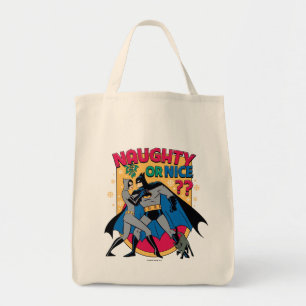 Batman Catwoman Under Mistletoe Naughty Or Nice Tote Bag