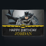 Batman | Chalkboard Happy Birthday Banner<br><div class="desc">Create a heroic party atmosphere with this customizable Batman chalkboard happy birthday banner! Featuring Batman in action and bold,  chalkboard-inspired text,  this vibrant banner adds excitement and style to any celebration. Personalize it with your message to make your Batman-themed event truly unforgettable.</div>