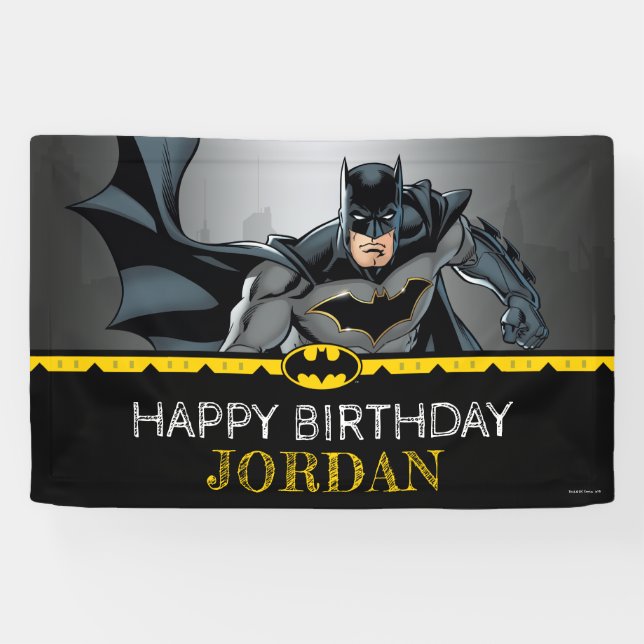 Batman | Chalkboard Happy Birthday Banner (Horizontal)