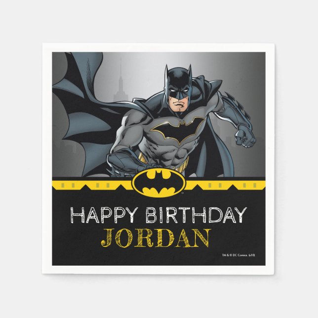 Batman | Chalkboard Happy Birthday Napkin (Front)