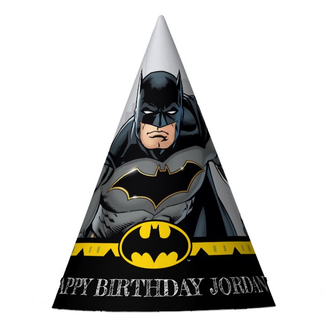 Batman | Chalkboard Happy Birthday Party Hat (Front)