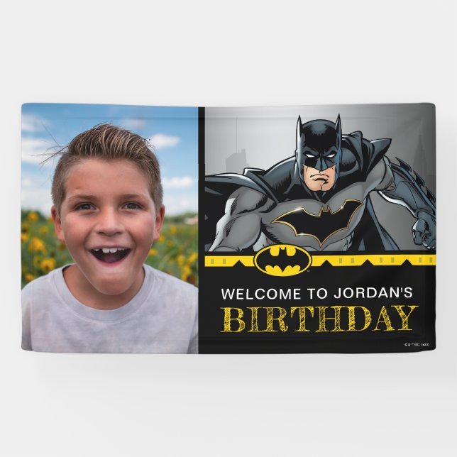 Batman | Chalkboard Happy Birthday Welcome Photo Banner (Horizontal)