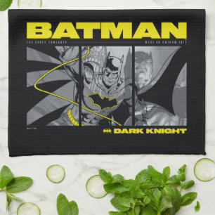 Batman Comic Tri-Panel Graphic Tea Towel