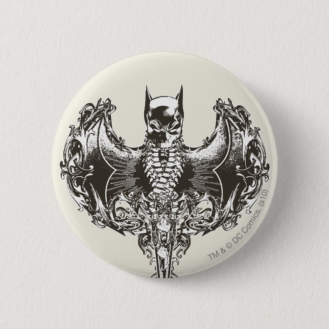 Batman Cowl and Skull Crest 6 Cm Round Badge (Front)